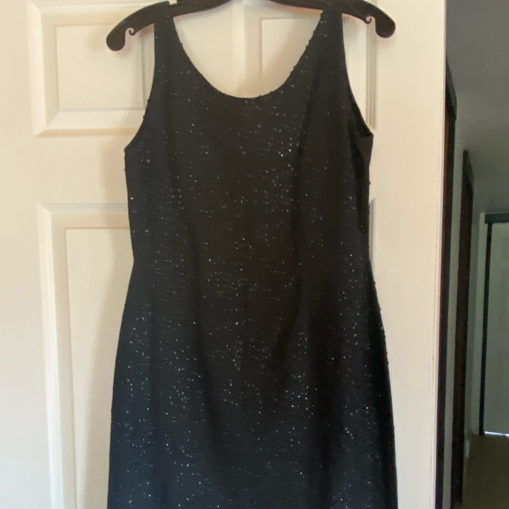 Black Sequin Studded “Marilyn Monroe” Style Cotton Linen Tank Top Costume Dress